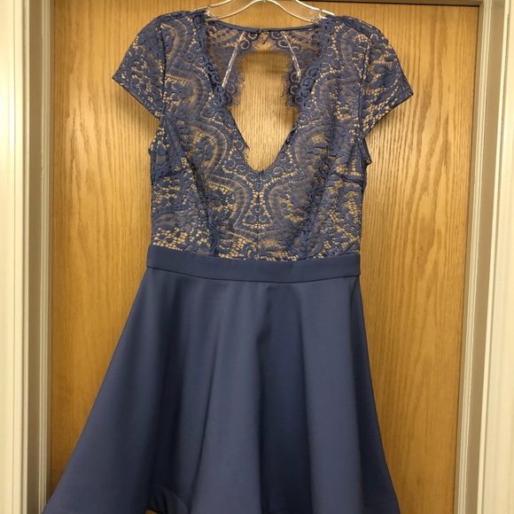 Blue/purple lace top short dress - Picture 3 of 7